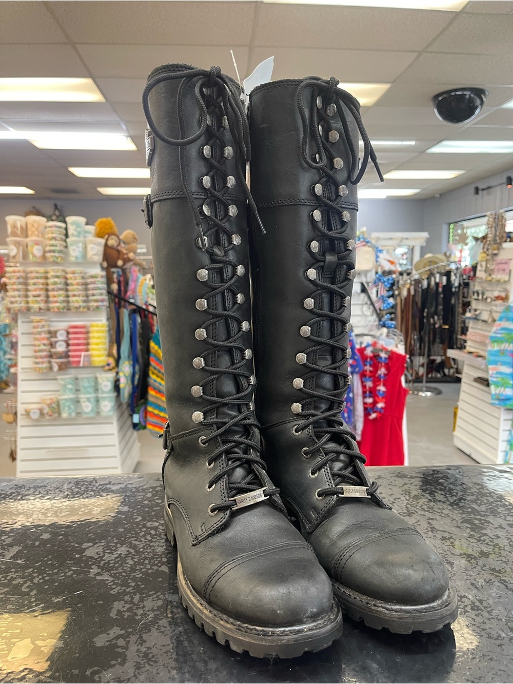 Harley-Davidson Black Tall Lace-Up Over-the-Knee Riding Boots
